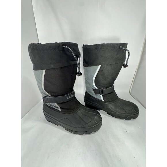 L.L. Bean Kids Size 5 Winter Boots Black & Gray Waterproof Insulated Snow - Picture 5 of 16